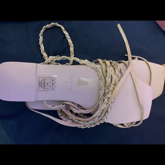 MARLEIGH NUDE FAUX SUEDE CHAIN LACE UP FLAT SANDALS from SIMMI LONDON - Picture 4 of 4